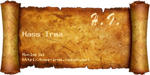 Hass Irma névjegykártya